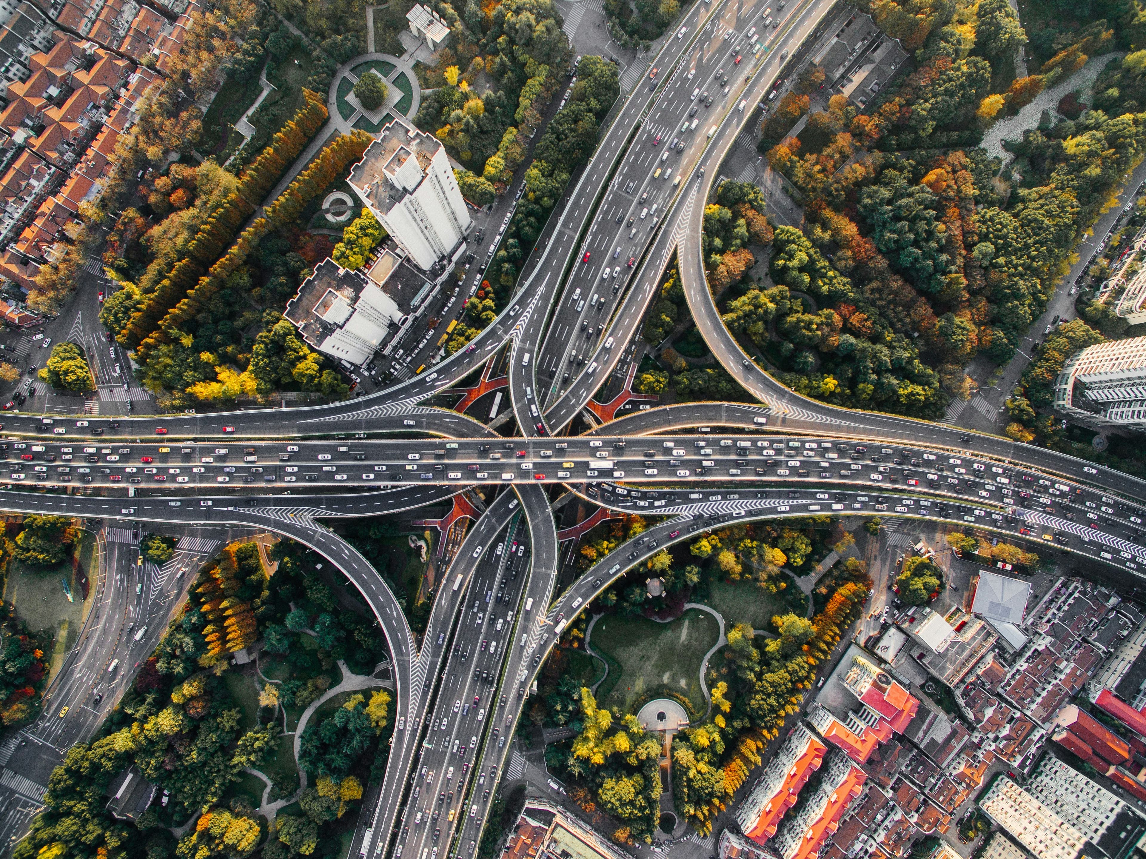 Aerial view of road infrastructure